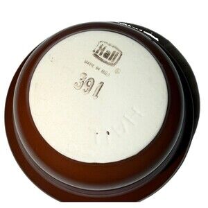 Hall Brown/White Solid Ceramic Bowl, Round Glossy Art Pottery, MPN 391 USA